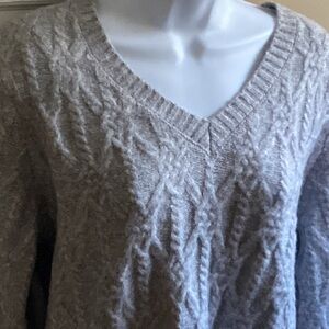 St. John's Bay Heather Gray V Neck Sweater NWOT